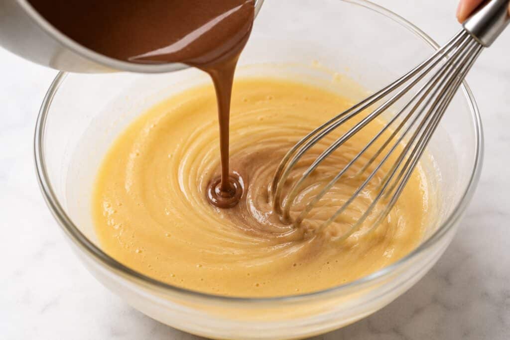 Tempering the Egg Yolks for Chocolate Ice Cream