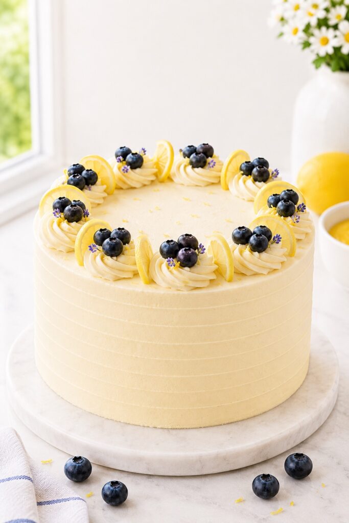 Decorated Lemon Blueberry Cake