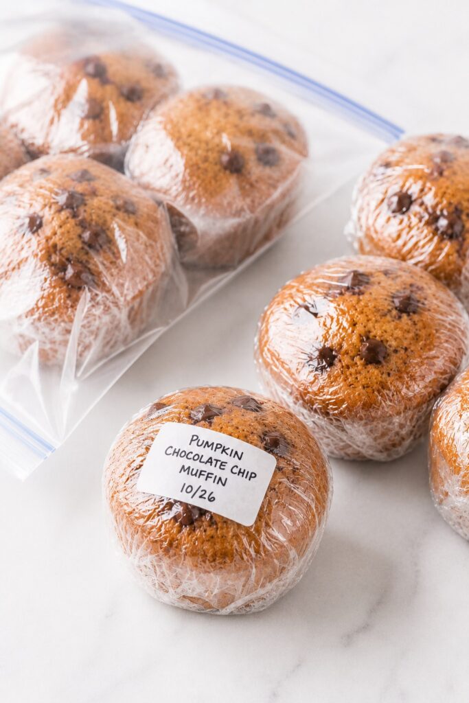 Pumpkin Chocolate Chip Muffins Freezing Tips
