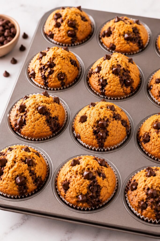 Pumpkin Chocolate Chip Muffins Freshly Baked