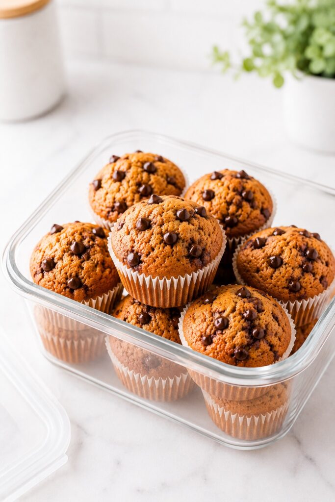 Pumpkin Chocolate Chip Muffins Storage