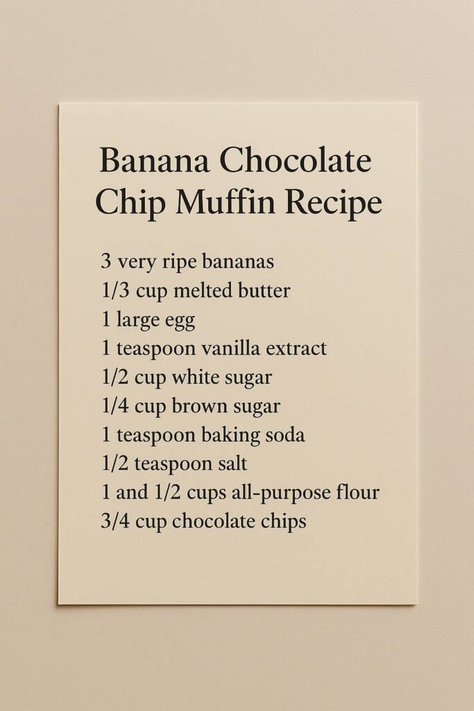 Banana Chocolate Chip Muffins Recipe
