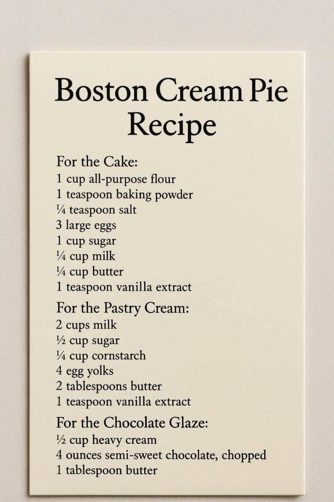 Boston Cream Pie Recipe