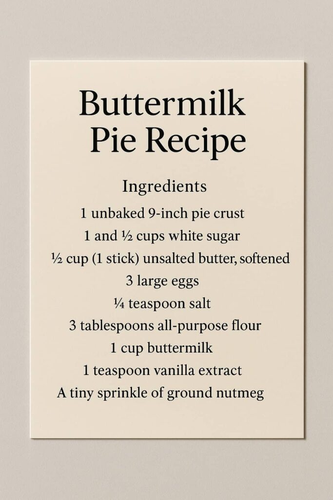 Buttermilk Pie Recipe