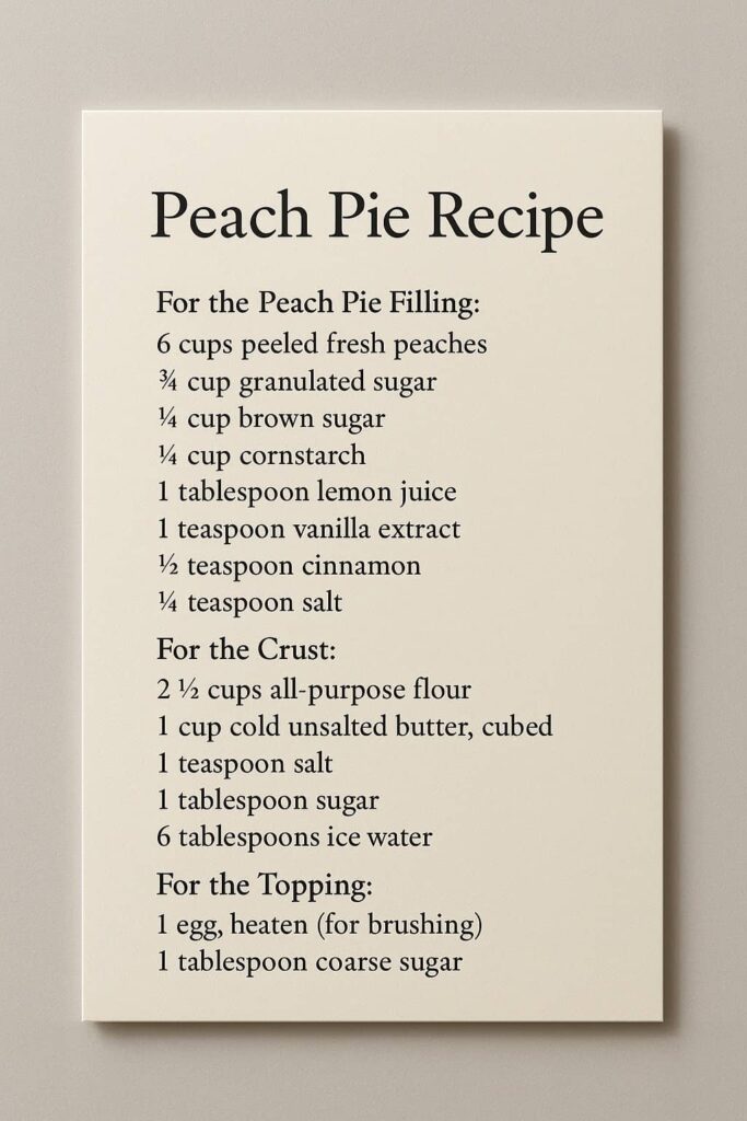 Peach Pie Recipe