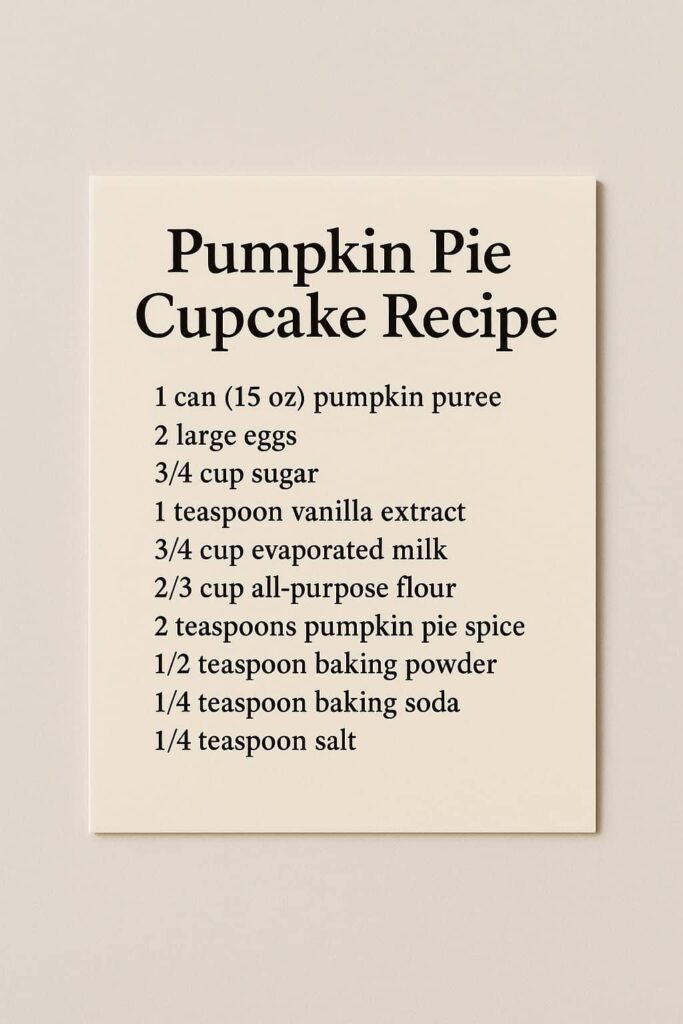 Pumpkin Pie Cupcake Recipe