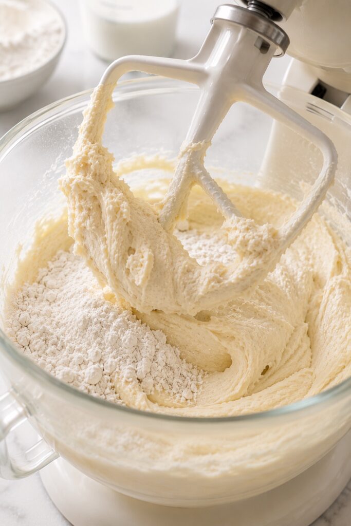Italian Cream Cake Batter Flour Addition