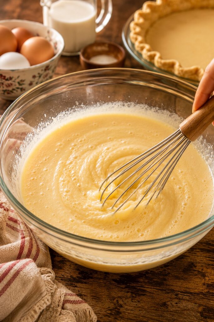 whisking Buttermilk Pie filling