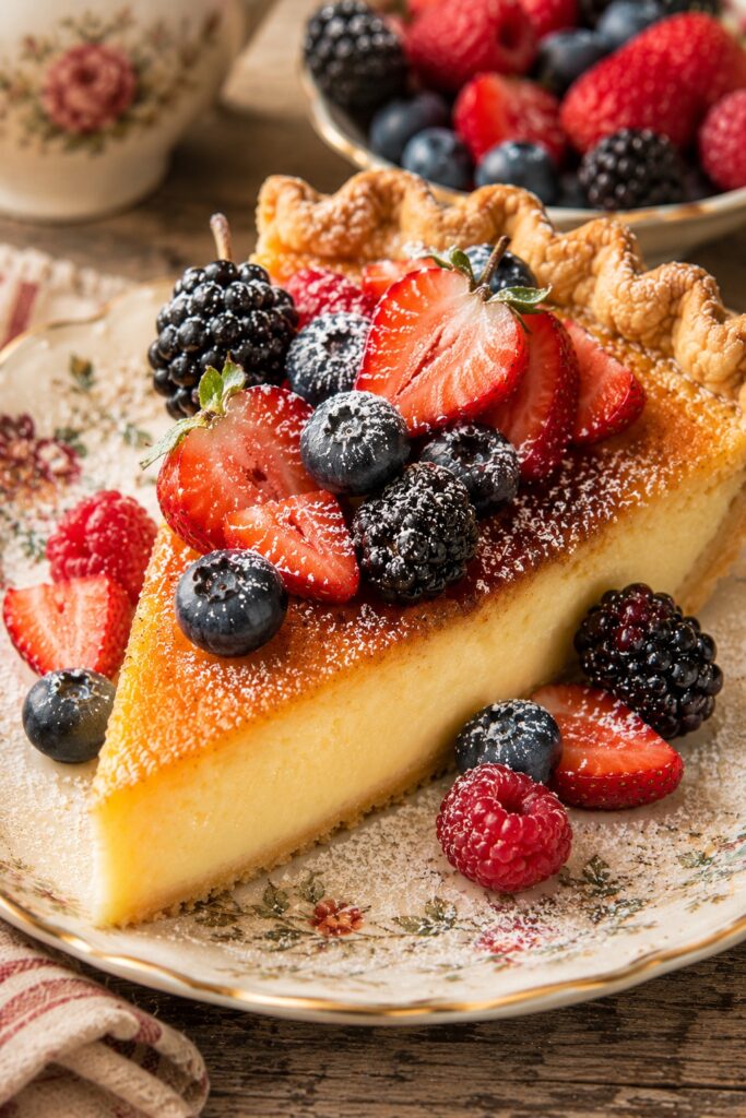 Buttermilk Pie Serving with Berries