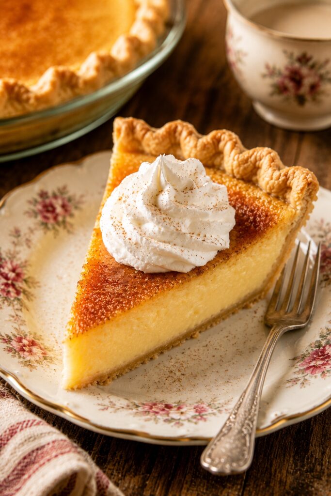 Buttermilk Pie Topped with whipped Cream