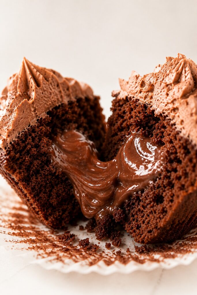 Chocolate Cupcakes Broken Open