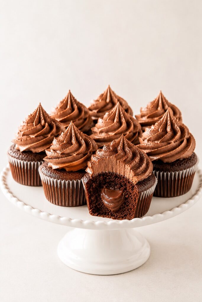Chocolate Cupcakes Filled with Chocolate `Ganache