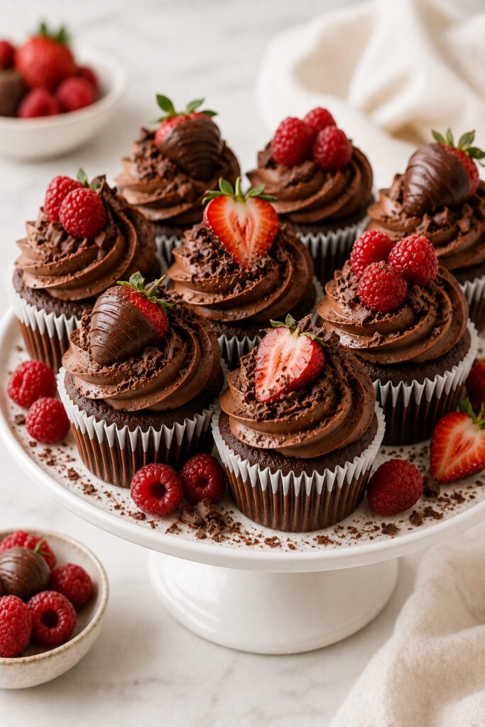 Chocolate Cupcakes Decorated For Beautiful Serving