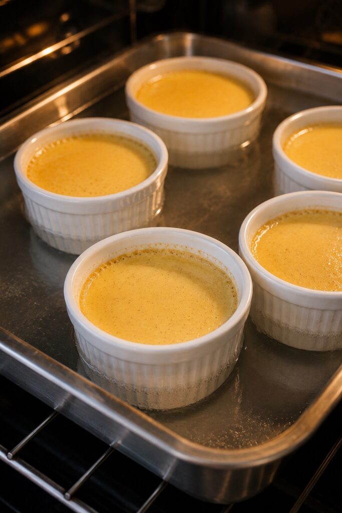 Creme Brulee Waterbath In Oven