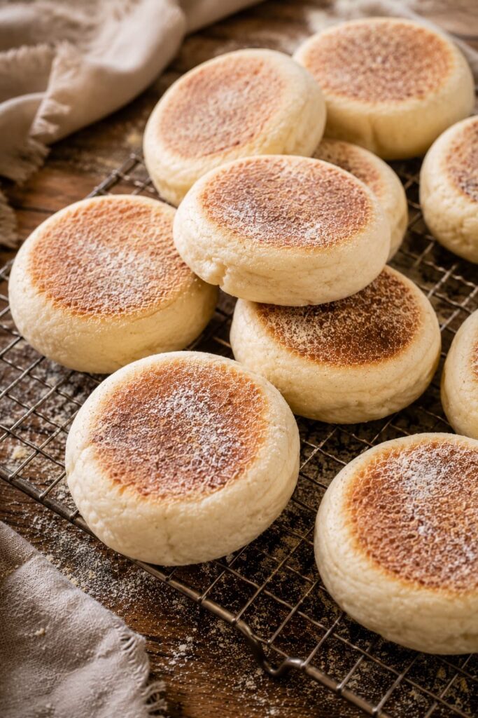 English Muffins Cooling on Rack