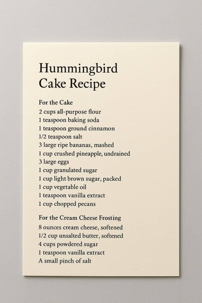 hummingbird cake recipe