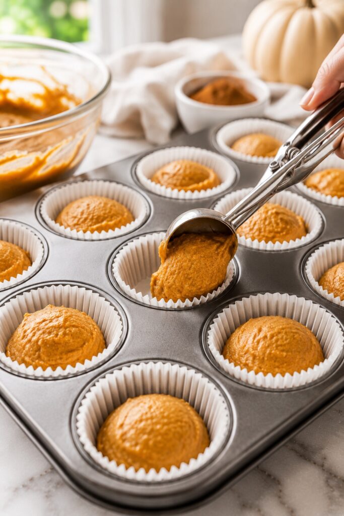Pumpkin Pie Cupcakes Batter Scoop