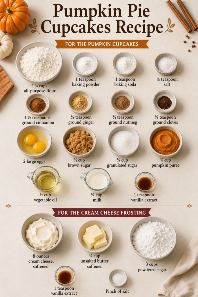Pumpkin Pie Cupcakes Ingredients
