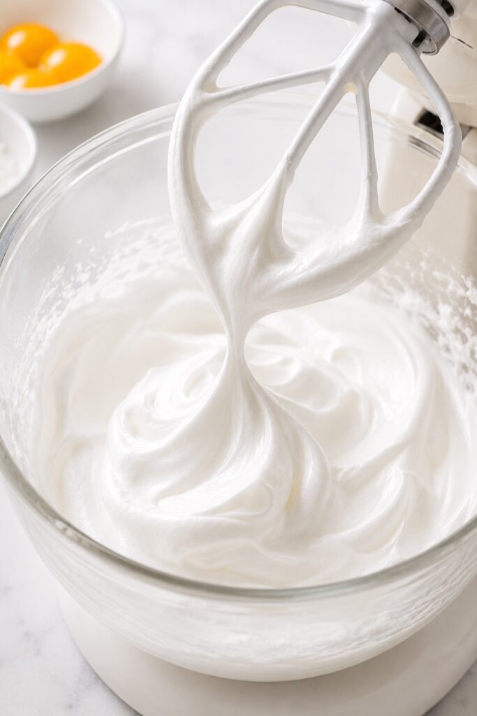 whipping egg whites for Italian Cream Cake