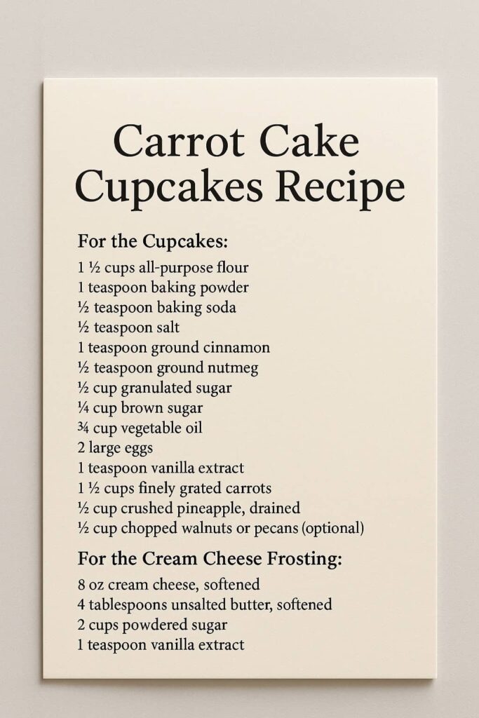Carrot Cake Cupcakes Recipe