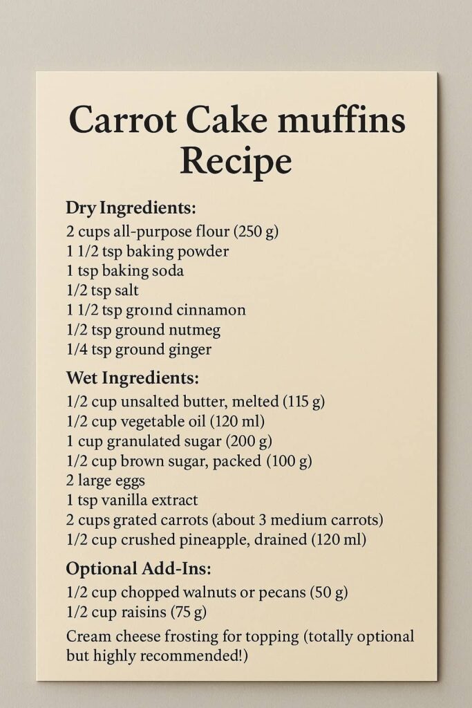 Carrot Cake muffins Recipe