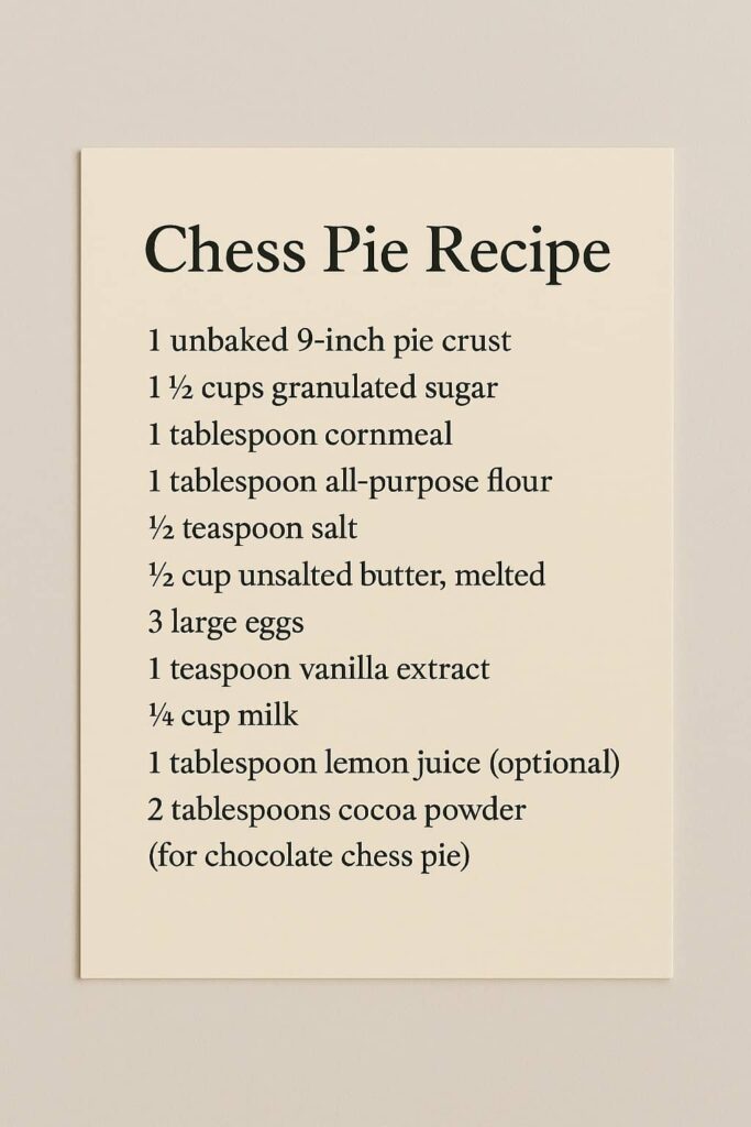 Chess Pie Recipe