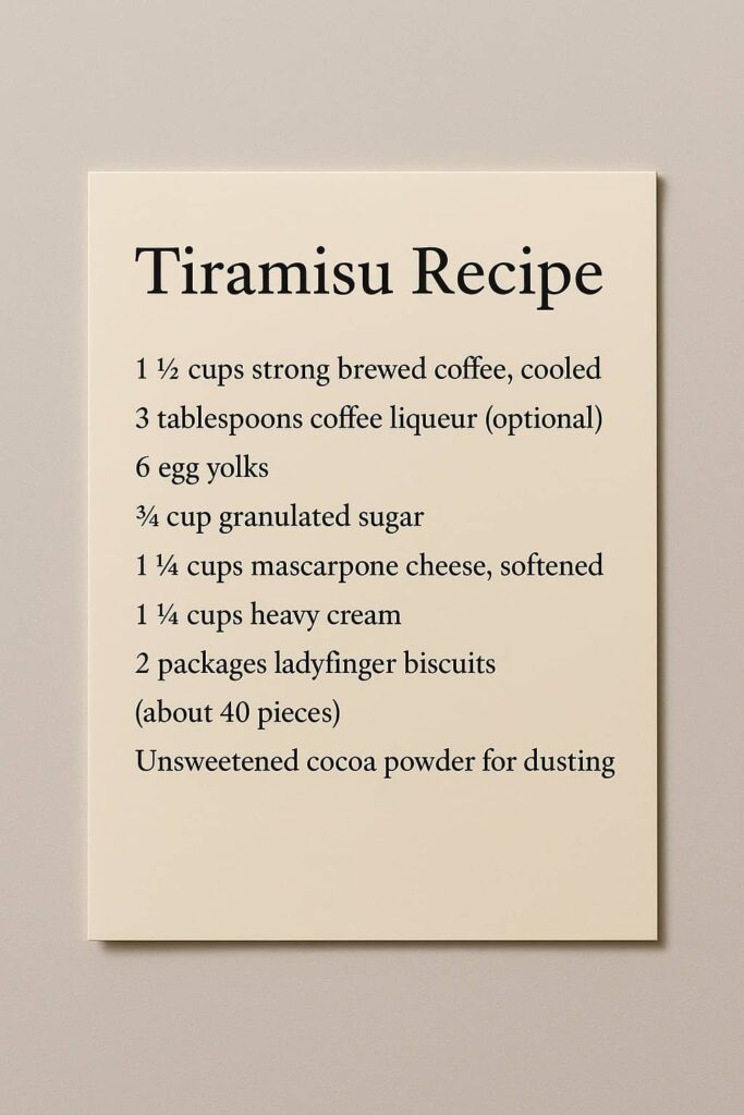 Tiramisu Recipe
