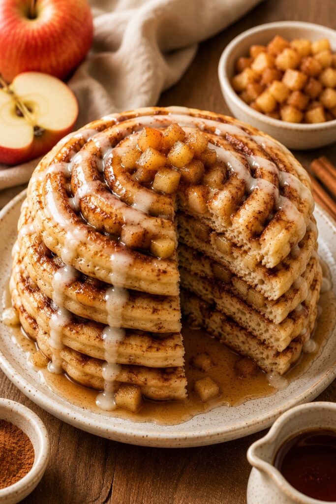 Apple Cinnamon Roll Pancakes