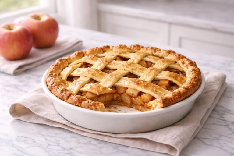 classic homemade apple pie with golden lattice crust