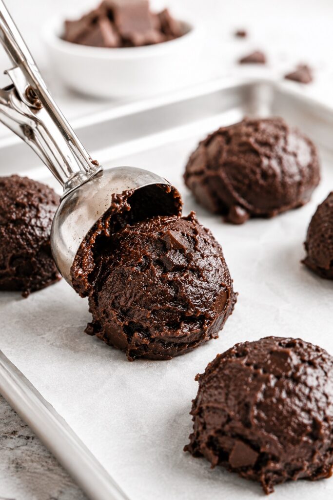 Brownie Cookies Batter Scooping