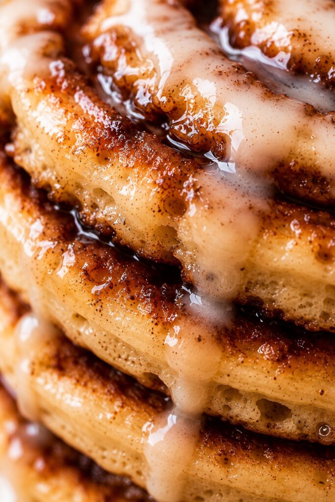 Cinnamon Roll Pancakes Close-up