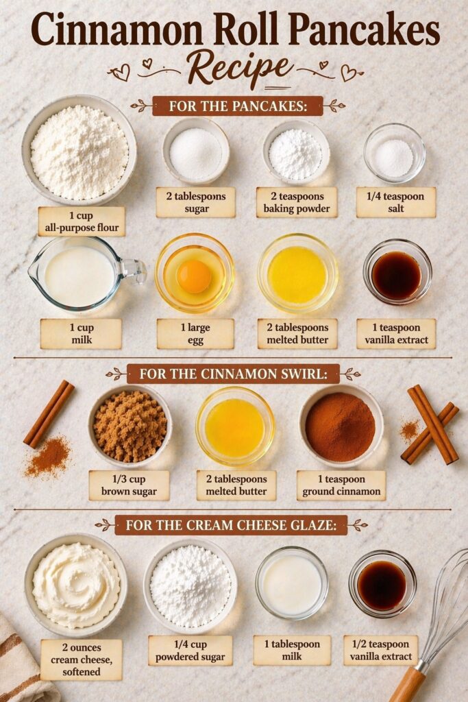 Cinnamon roll pancakes recipe ingredients