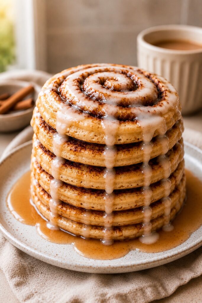 Cinnamon Roll Pancakes Serving