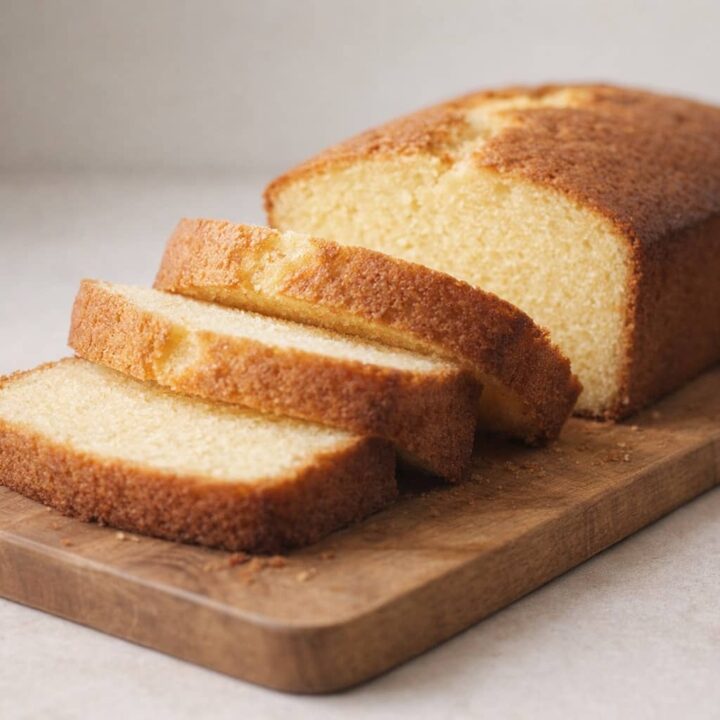 Classic pound cake slices with a buttery yellow crumb and moist texture