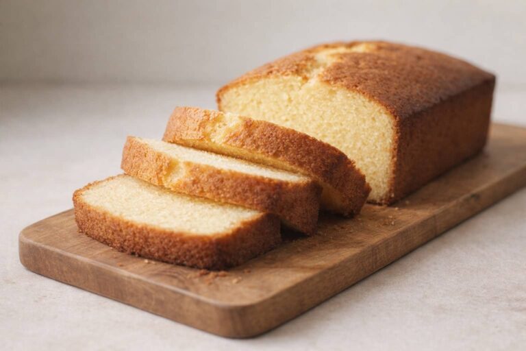 Classic pound cake slices with a buttery yellow crumb and moist texture