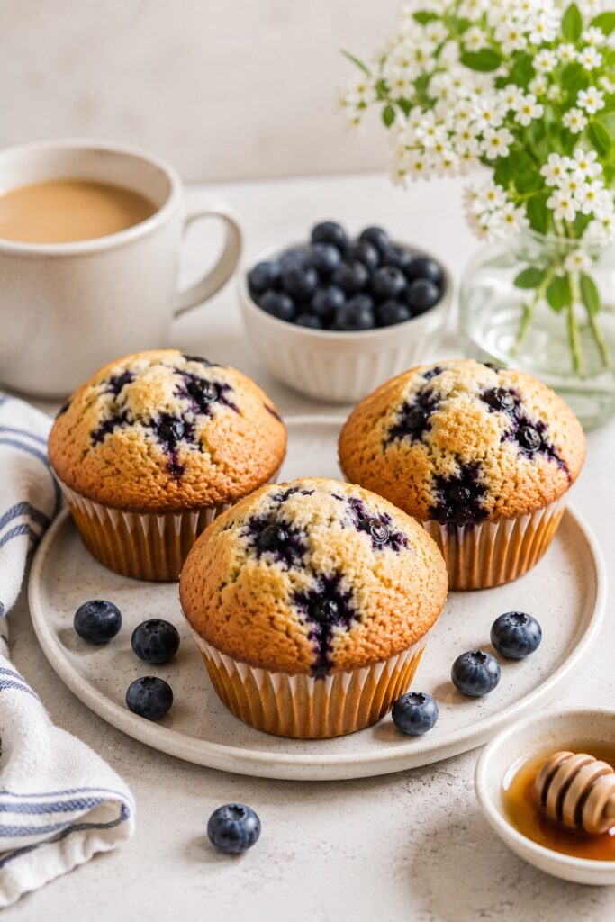 Healthy Blueberry Muffins Breakfast Serving