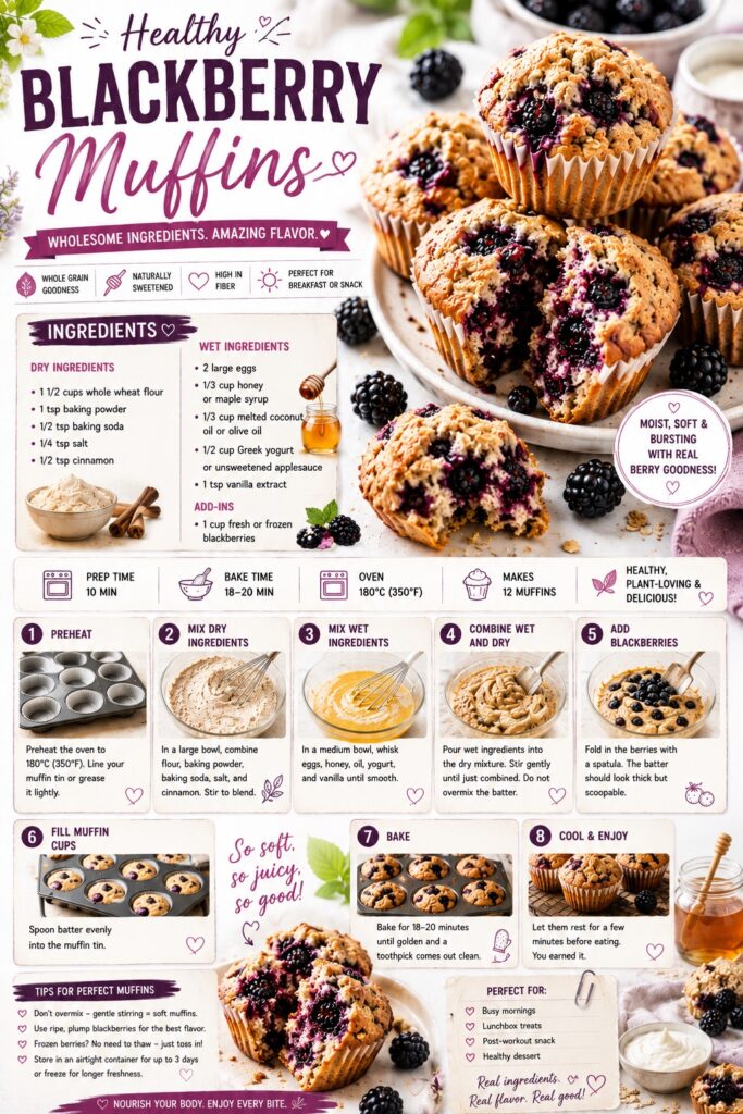 Healthy Blueberry Muffins Recipe Card