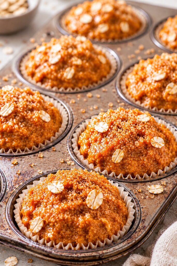 Pumpkin Oatmeal Muffins Before Baking