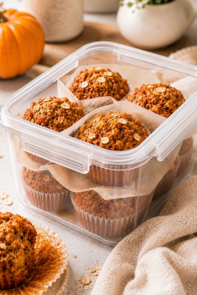 Pumpkin Oatmeal Muffins Storage