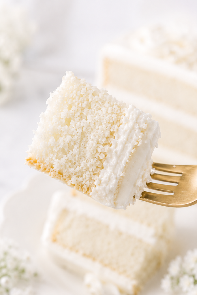White Cake with soft ivory-colored crumb