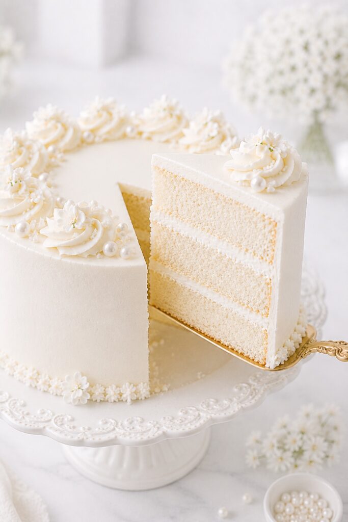 White Cake Slice Lifted