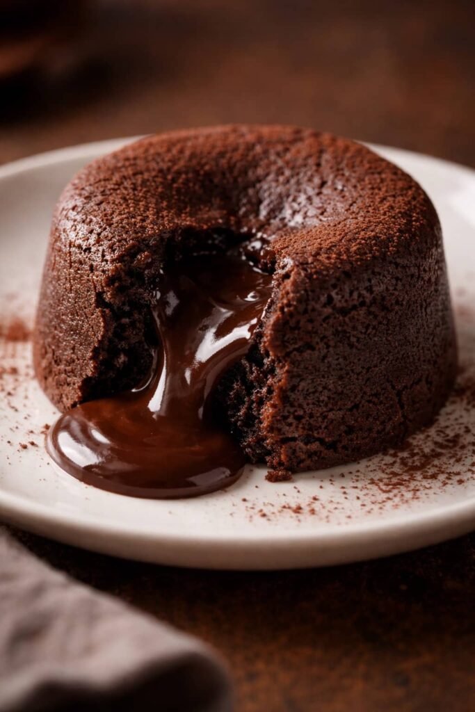 chocolate lava cake with gooey chocolate center