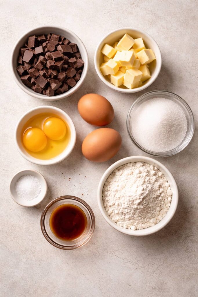 chocolate lava cake ingredients laid out