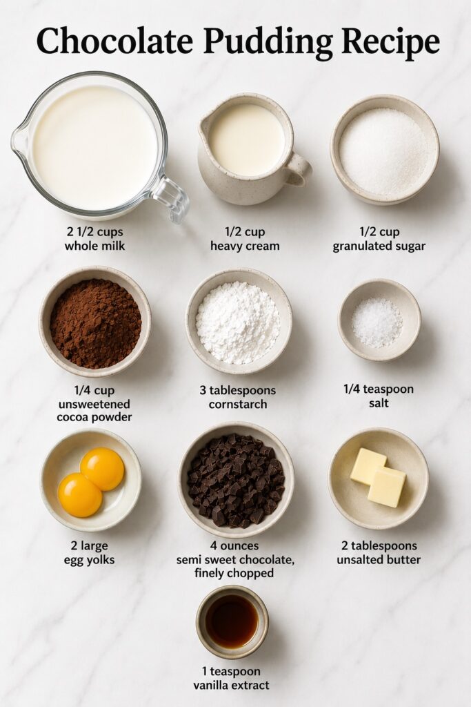 Chocolate Pudding ingredients