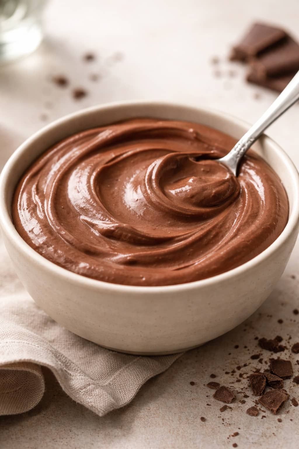 creamy cottage cheese chocolate mousse with rich chocolate texture