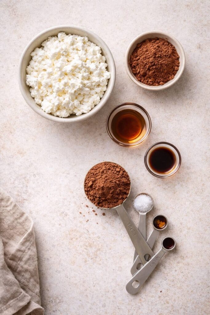 ingredients for cottage cheese chocolate mousse