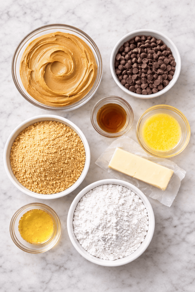 ingredients for peanut butter bars no bake recipe