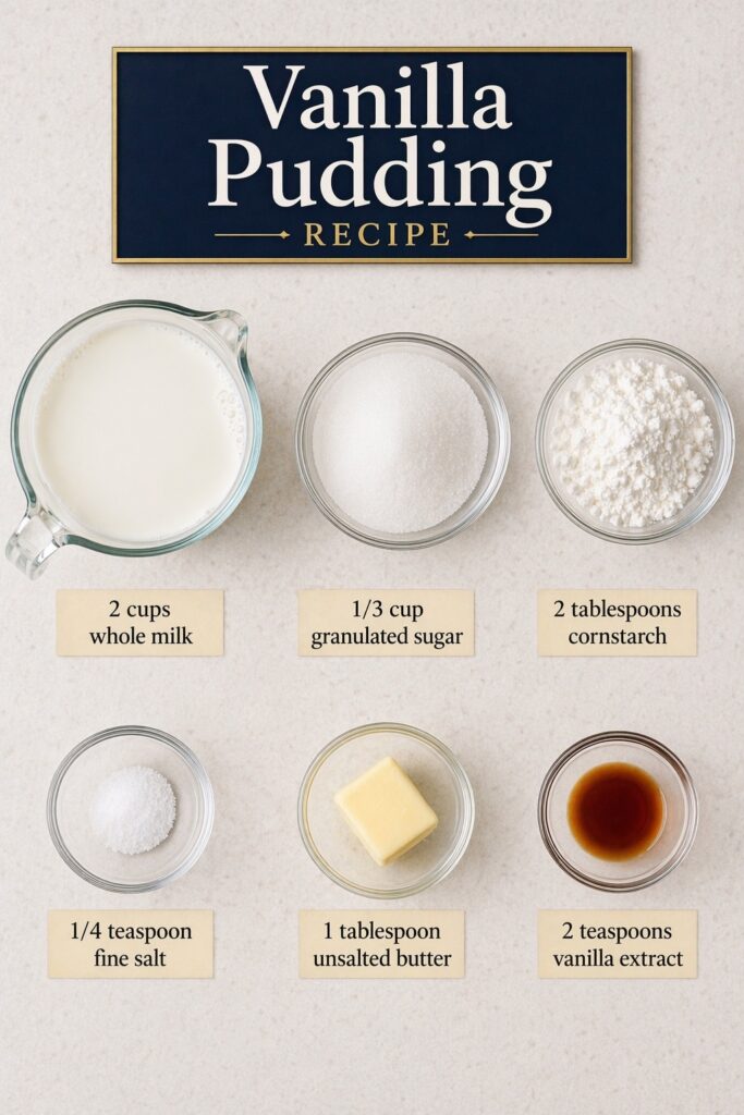 Vanilla Pudding Recipe Ingredients