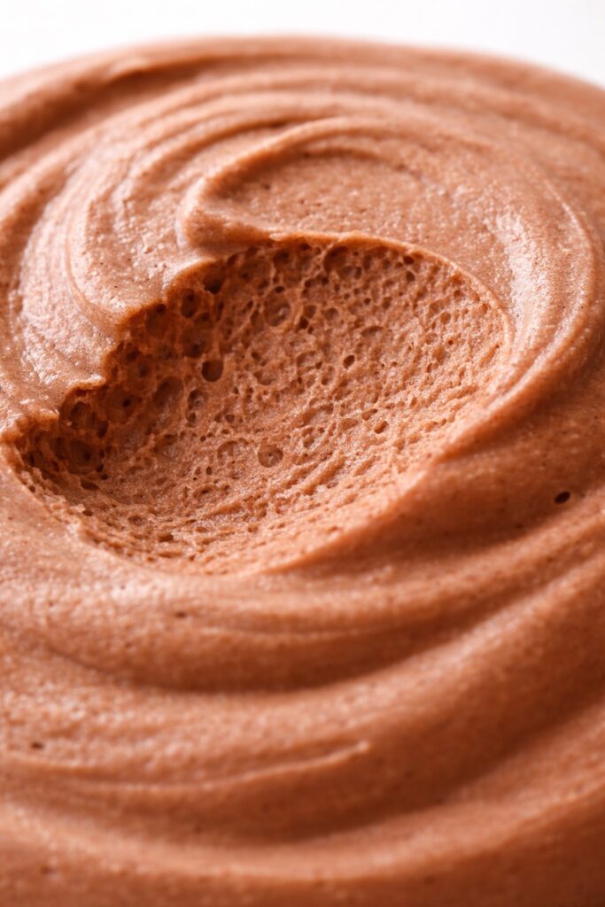 Chocolate Mousse Texture – Light, Airy and Silky Structure chocolate mousse texture close up showing light airy structure and smooth consistency