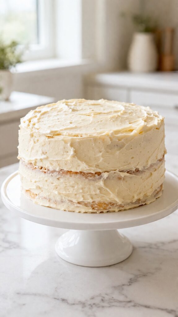 Rustic Buttercream Cake Style Vanilla cake with rustic buttercream texture